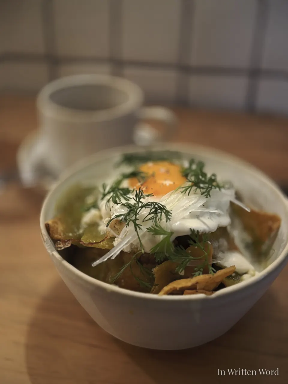 Chilaquiles verdes and café de olla at Molino El Pujol in Mexico City.